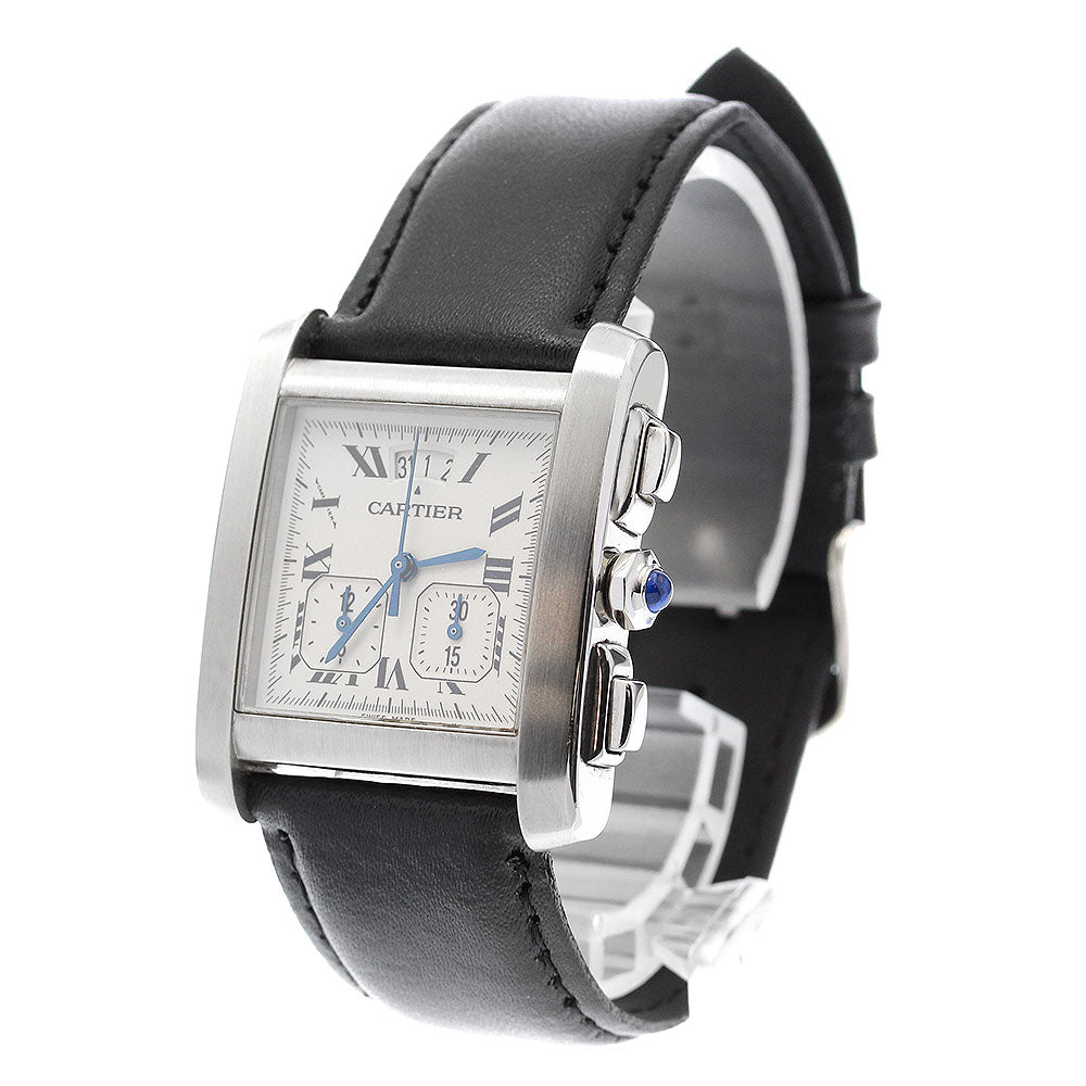 CARTIER W5101455 Tank Francaise XXL Chronoreflex Date Chronograph Quartz Men's Watch (Good Condition)
