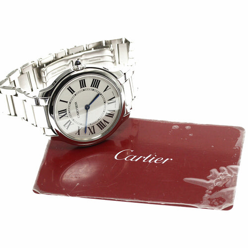 CARTIER WSRN0034 Ronde Must de 36mm Quartz Boys' Watch Excellent Condition with Warranty Card