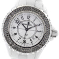 CHANEL H1630 J12 White Ceramic Black Diamond Bezel Quartz Women's Watch