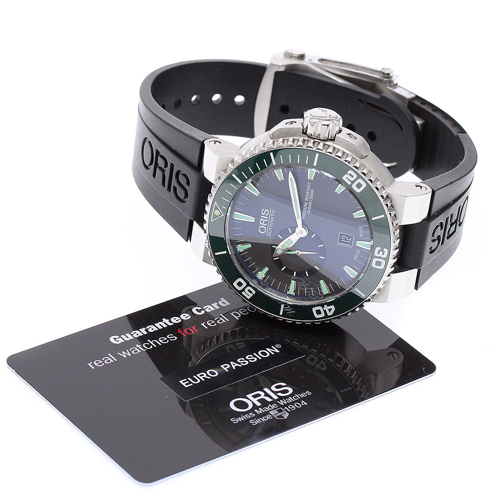 ORIS 01 743 7673 4137-07 8 26 01PEB Aquis Date Automatic Men's Watch Excellent Condition with Warranty Card