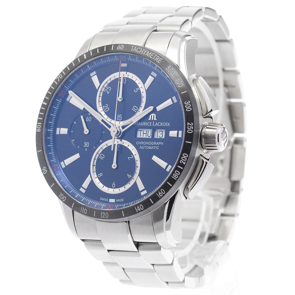 MAURICE LACROIX PT6038-SSL2H-430-C Pontos Chronograph Day-Date Automatic Men's Watch Excellent Condition with Box and Warranty Card.