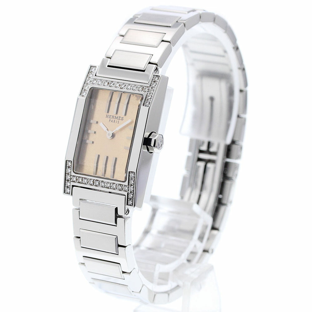 HERMES TA1.230 Tandem Diamond Bezel Quartz Women's Watch