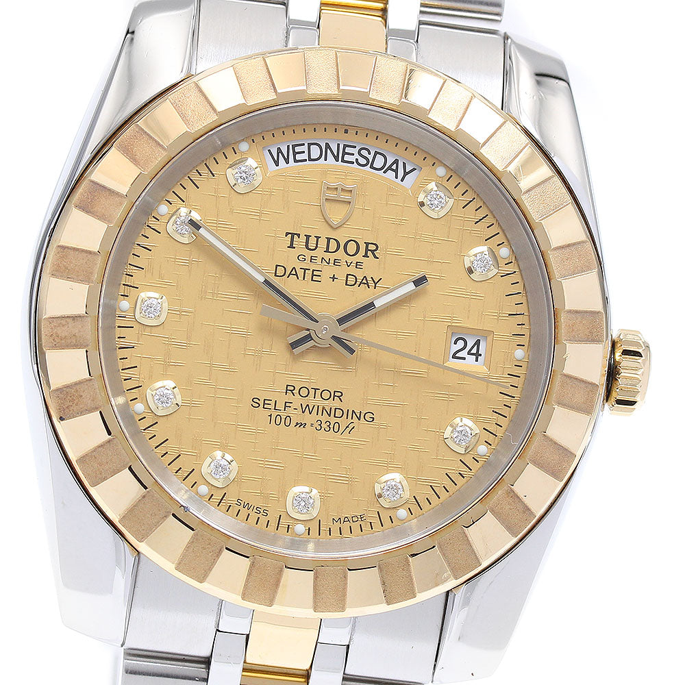 TUDOR 23013 Classic Date-Day 10P Diamond Yellow Gold Combination Automatic Men's Watch