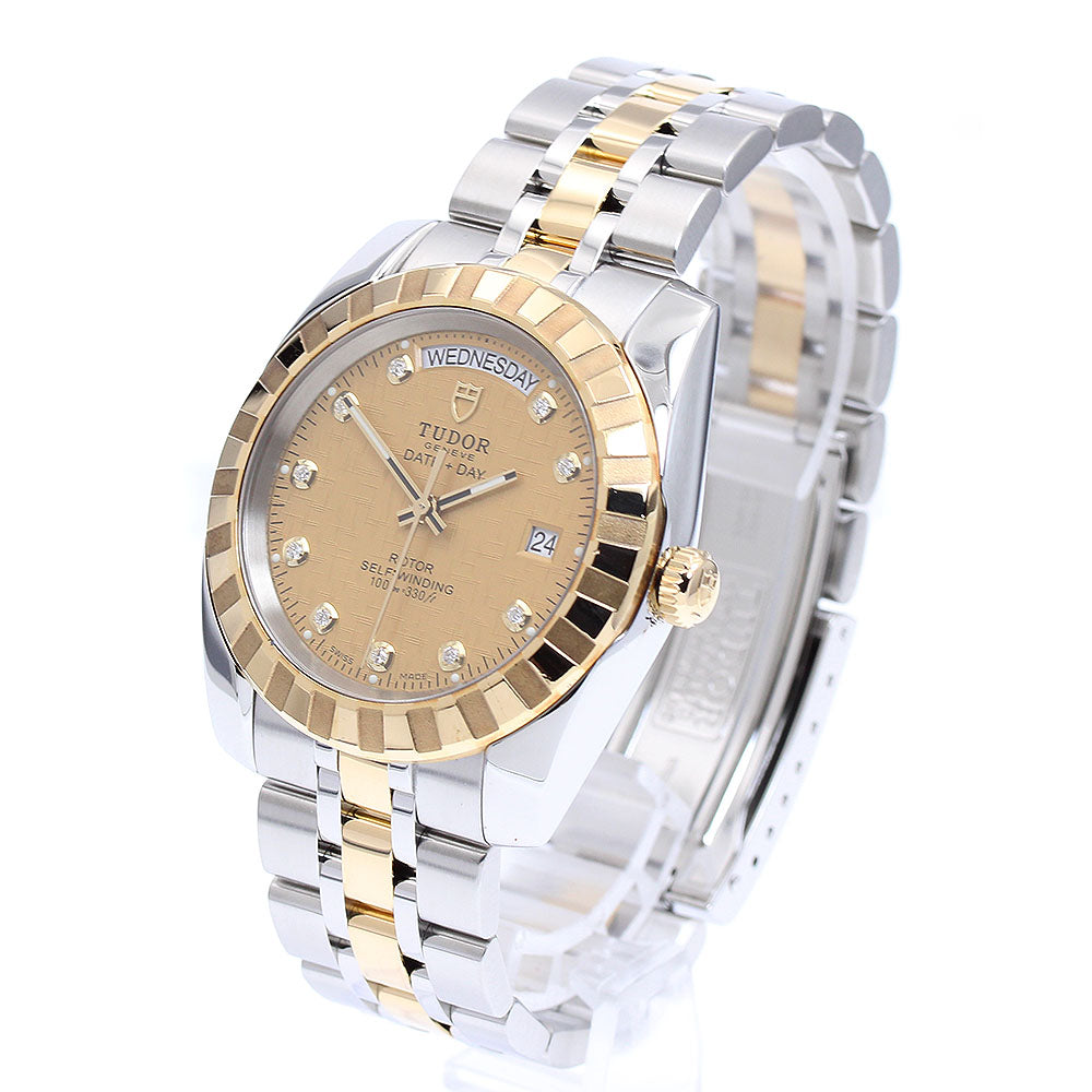 TUDOR 23013 Classic Date-Day 10P Diamond Yellow Gold Combination Automatic Men's Watch