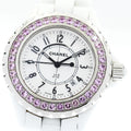 CHANEL H1181 J12 Pink Sapphire Bezel Quartz Women's Watch (Good Condition)