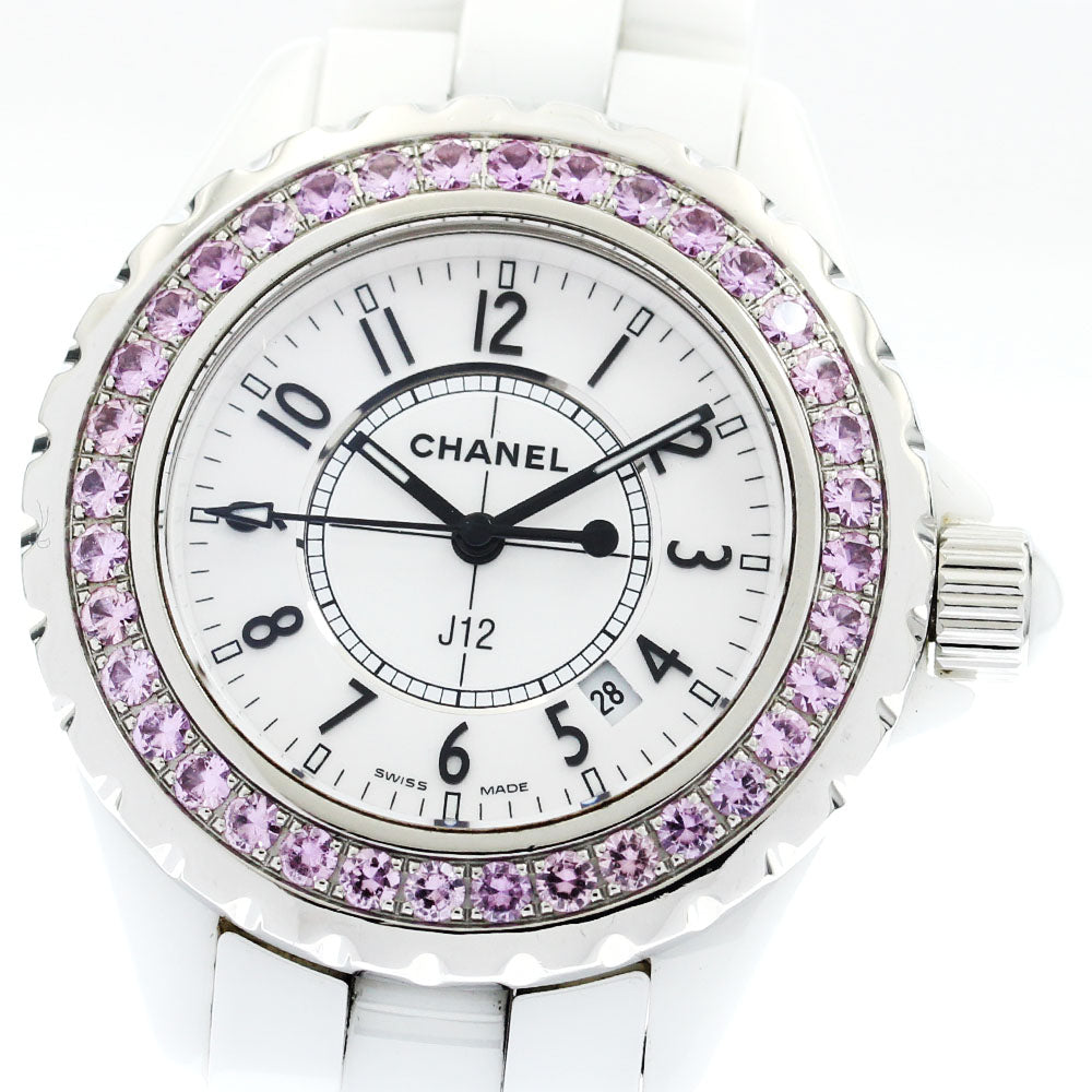 CHANEL H1181 J12 Pink Sapphire Bezel Quartz Women's Watch (Good Condition)