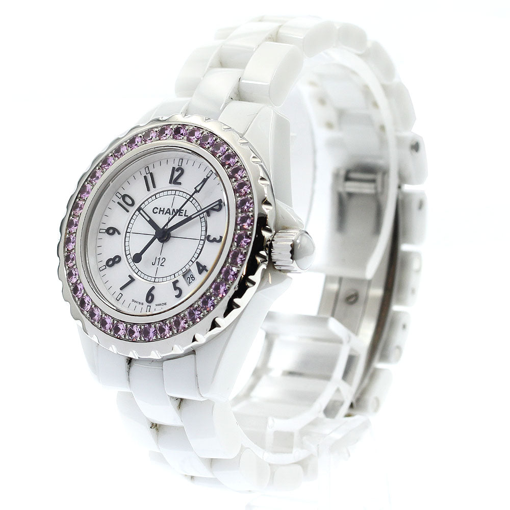 CHANEL H1181 J12 Pink Sapphire Bezel Quartz Women's Watch (Good Condition)