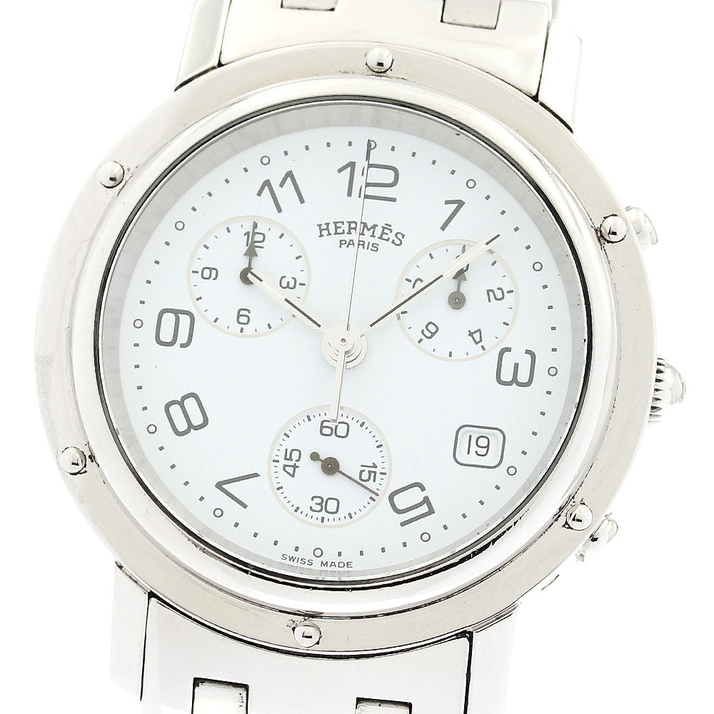 HERMES CL1.910 Clipper Chrono Date Quartz Men's Watch with Inner Box and Warranty Card