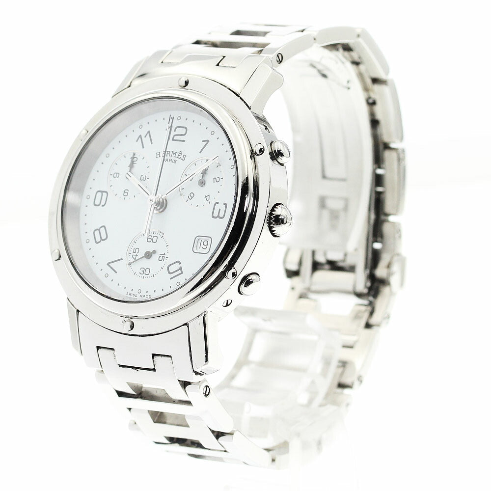 HERMES CL1.910 Clipper Chrono Date Quartz Men's Watch with Inner Box and Warranty Card
