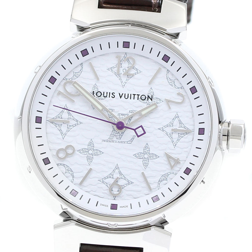 LOUIS VUITTON QA116 Tambour Monogram Quartz Ladies' Watch Excellent Condition with Box and Warranty Card