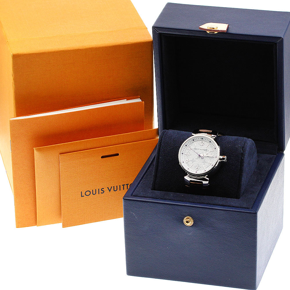 LOUIS VUITTON QA116 Tambour Monogram Quartz Ladies' Watch Excellent Condition with Box and Warranty Card