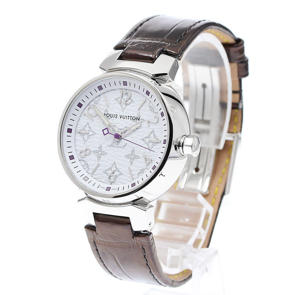 LOUIS VUITTON QA116 Tambour Monogram Quartz Ladies' Watch Excellent Condition with Box and Warranty Card