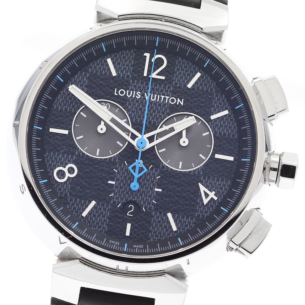 LOUIS VUITTON QA094 Tambour GM Damier Graphite Chronograph Quartz Men's Watch