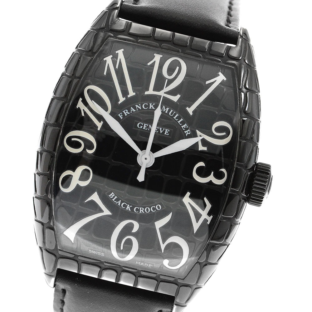 FRANCK MULLER 8880SCBLKCRO Tonneau Curvex Black Crocodile Automatic Men's Watch - Excellent Condition