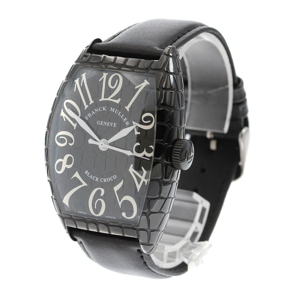 FRANCK MULLER 8880SCBLKCRO Tonneau Curvex Black Crocodile Automatic Men's Watch - Excellent Condition