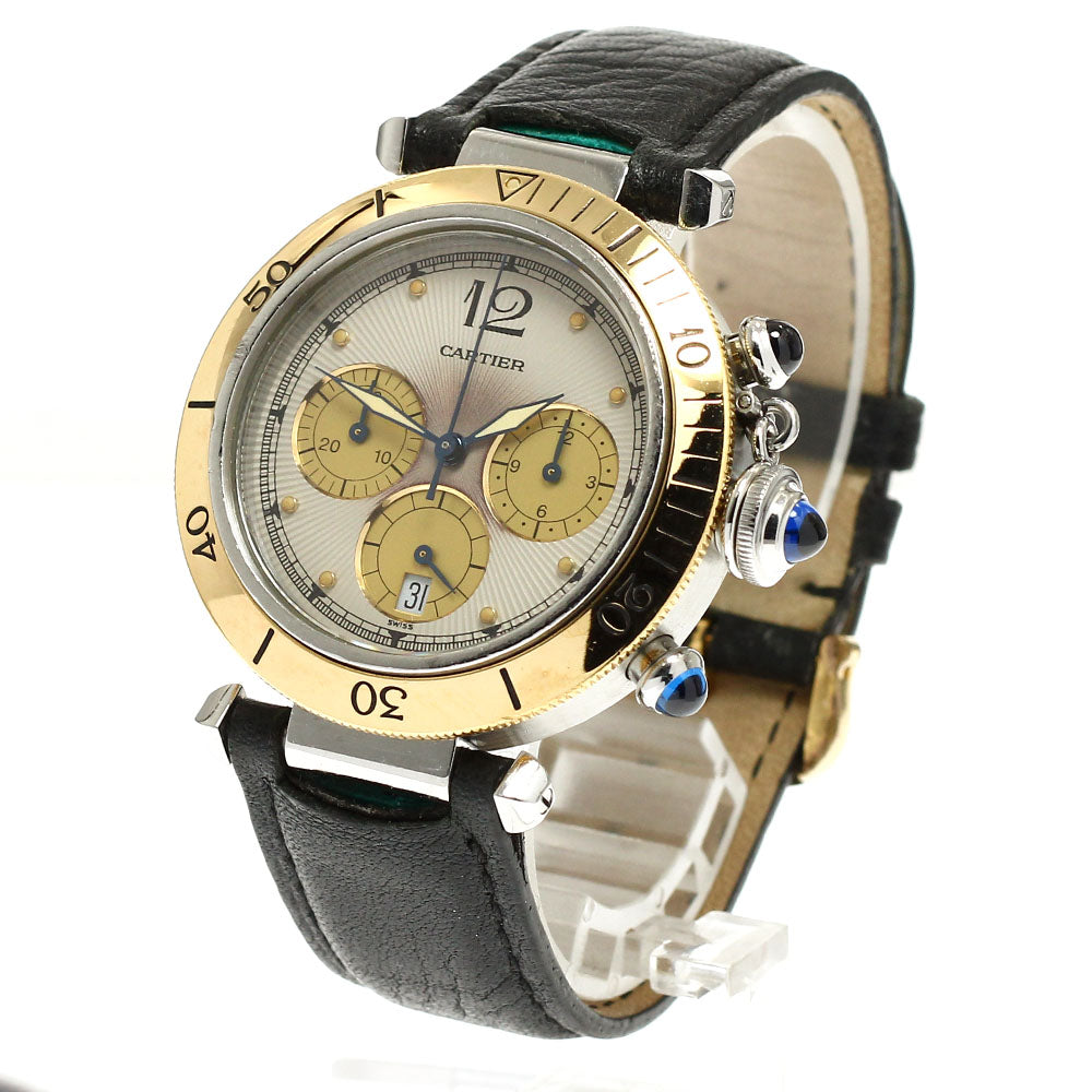 CARTIER W3101155 Pasha Chrono 38 YG Bezel Quartz Men's Watch