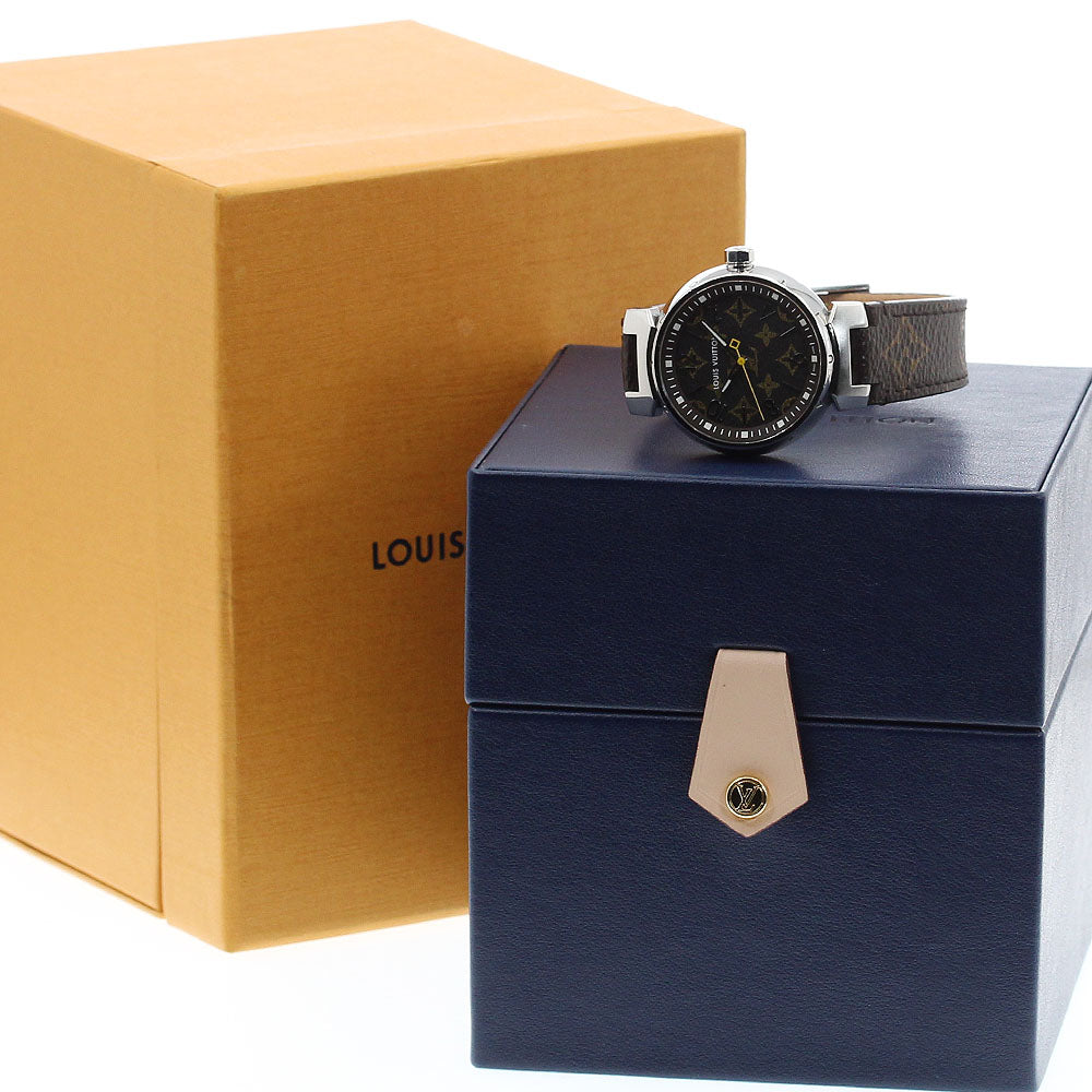 LOUIS VUITTON QA071 Tambour Monogram 34 Quartz Ladies Watch with Box