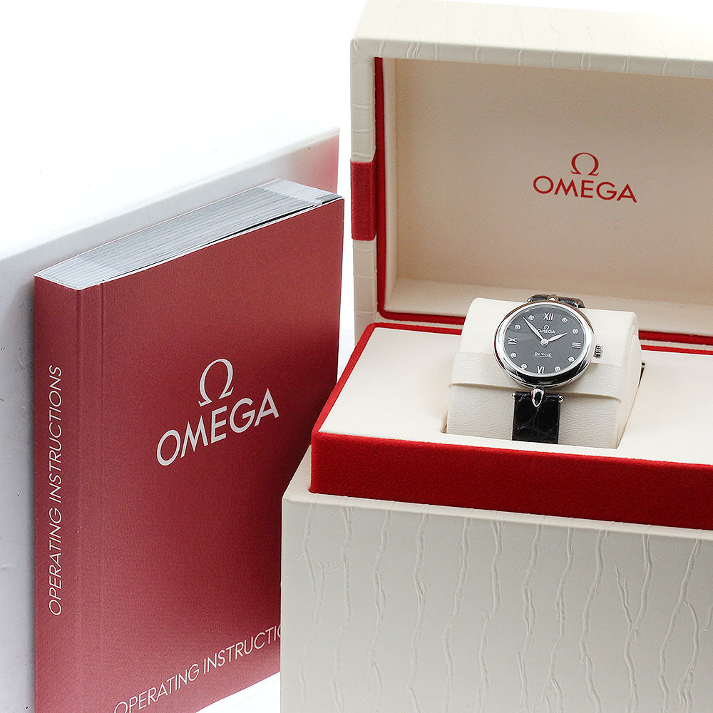 OMEGA 424.13.27.60.51.001 De Ville Prestige Dewdrop 8P Diamond Quartz Ladies Watch Excellent Condition with Box