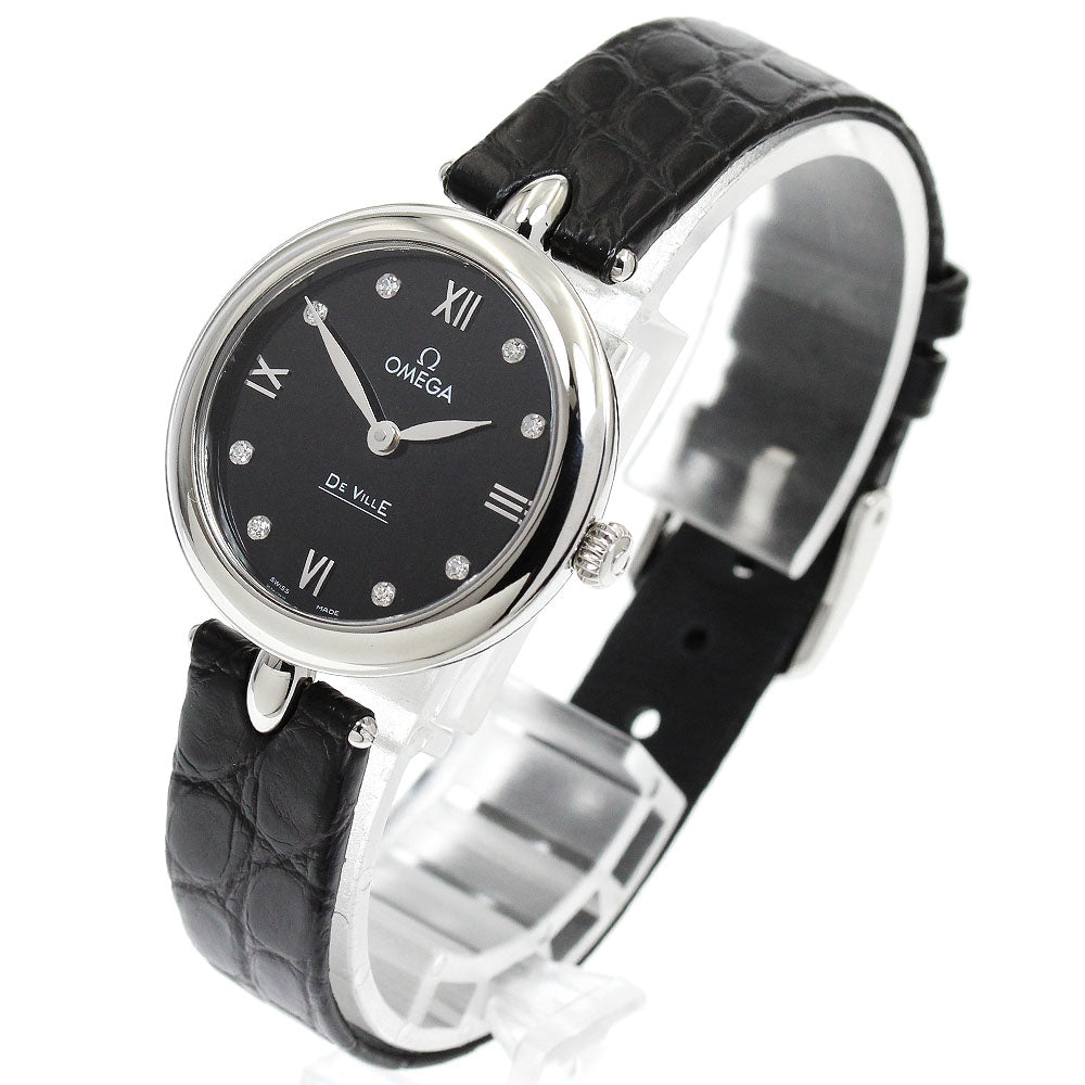 OMEGA 424.13.27.60.51.001 De Ville Prestige Dewdrop 8P Diamond Quartz Ladies Watch Excellent Condition with Box