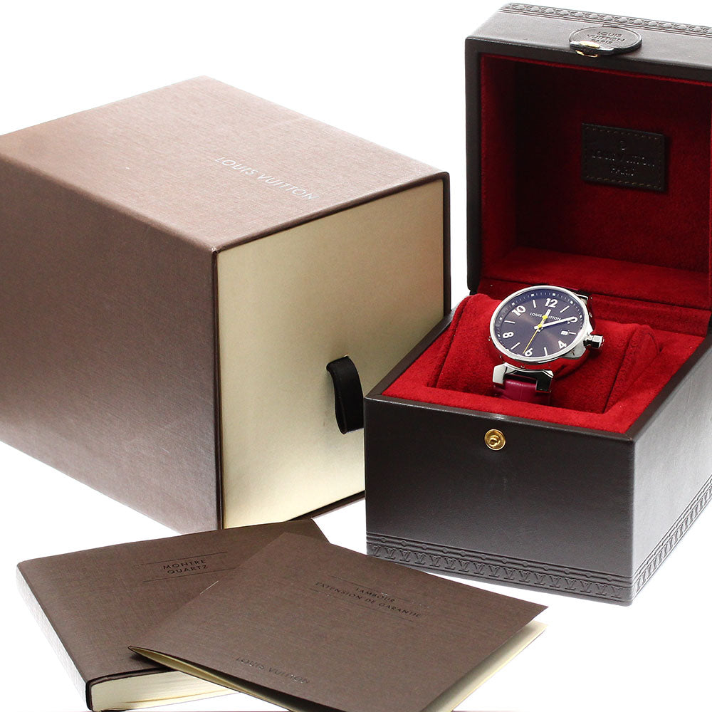 LOUIS VUITTON Q1111 Tambour Date Quartz Men's Watch Excellent Condition with Box and Warranty Card