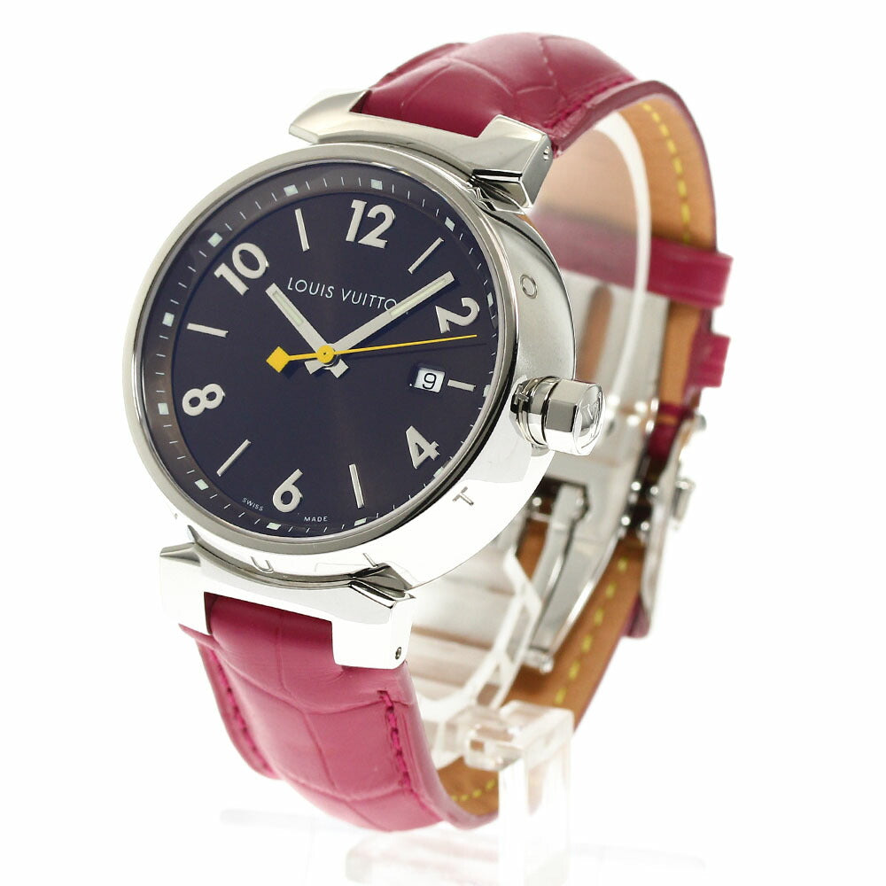 LOUIS VUITTON Q1111 Tambour Date Quartz Men's Watch Excellent Condition with Box and Warranty Card