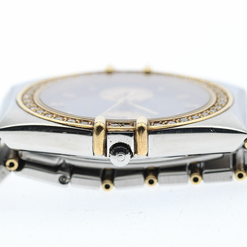 OMEGA Constellation Day-Date Half-Bar Diamond Bezel Quartz Men's Watch