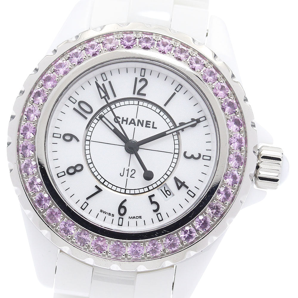 CHANEL H1181 J12 Pink Sapphire Bezel Quartz Women's Watch
