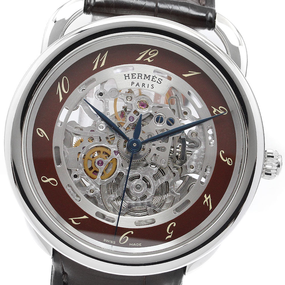 HERMES AR6.710 Arceau Skeleton Automatic Men's Watch Excellent Condition with Box and Warranty Card
