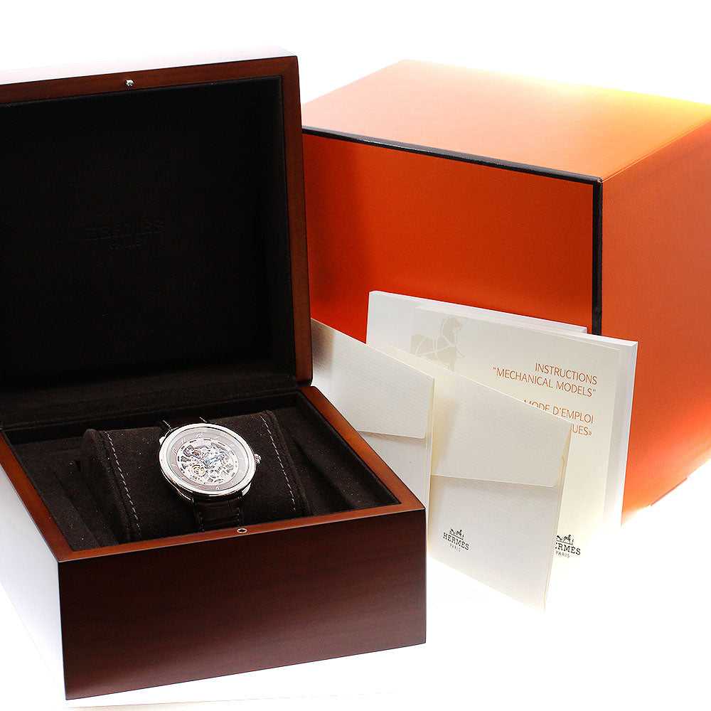 HERMES AR6.710 Arceau Skeleton Automatic Men's Watch Excellent Condition with Box and Warranty Card