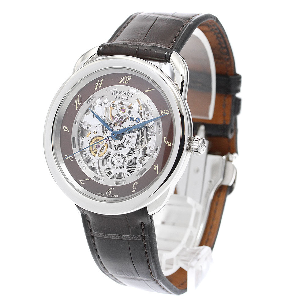 HERMES AR6.710 Arceau Skeleton Automatic Men's Watch Excellent Condition with Box and Warranty Card