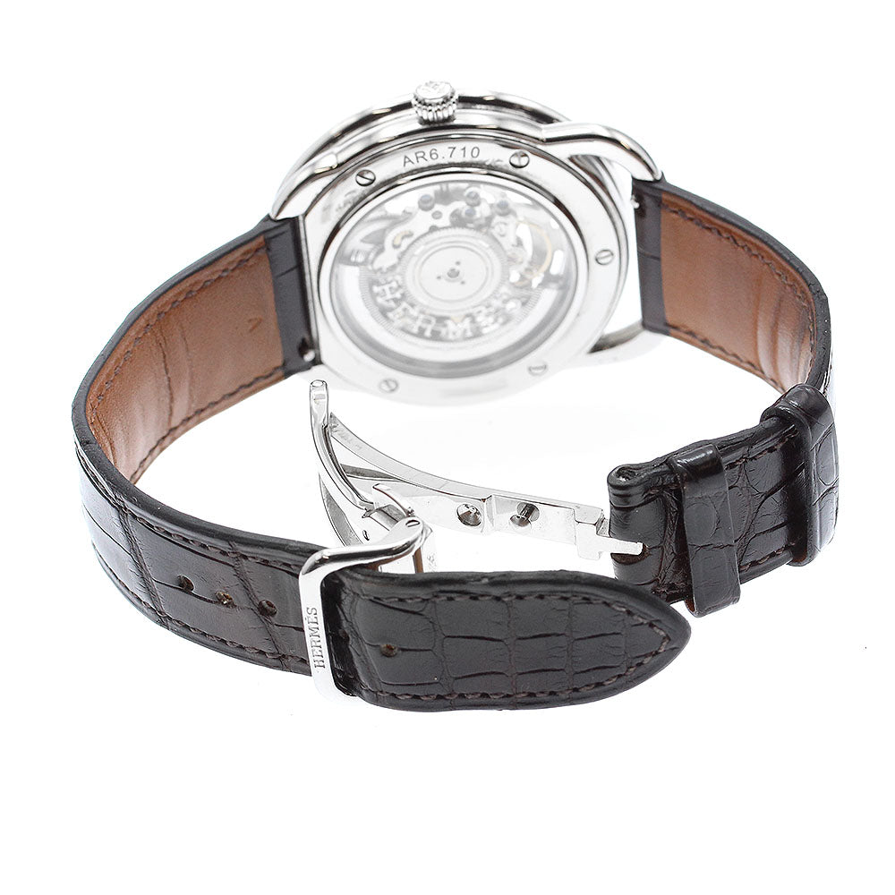 HERMES AR6.710 Arceau Skeleton Automatic Men's Watch Excellent Condition with Box and Warranty Card
