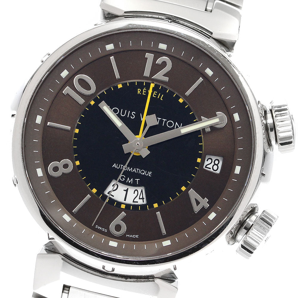 LOUIS VUITTON Q1151 Tambour GMT Reveil Alarm Automatic Men's Watch