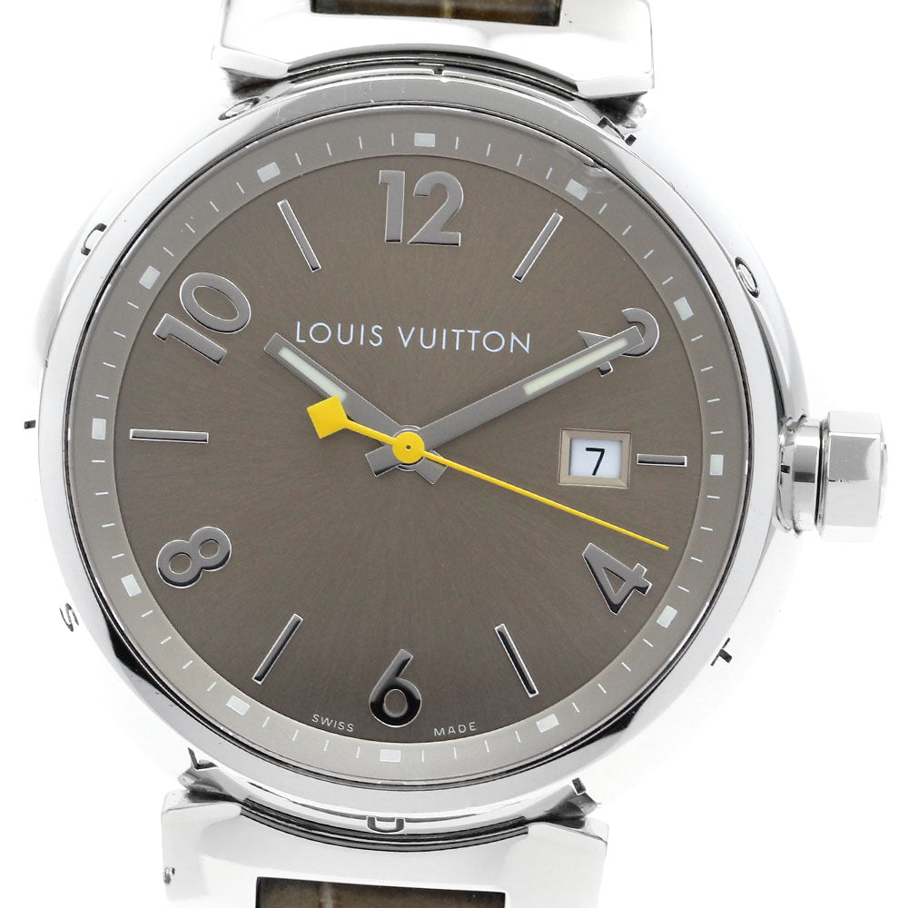 LOUIS VUITTON Q1112 Tambour Date Quartz Men's Watch