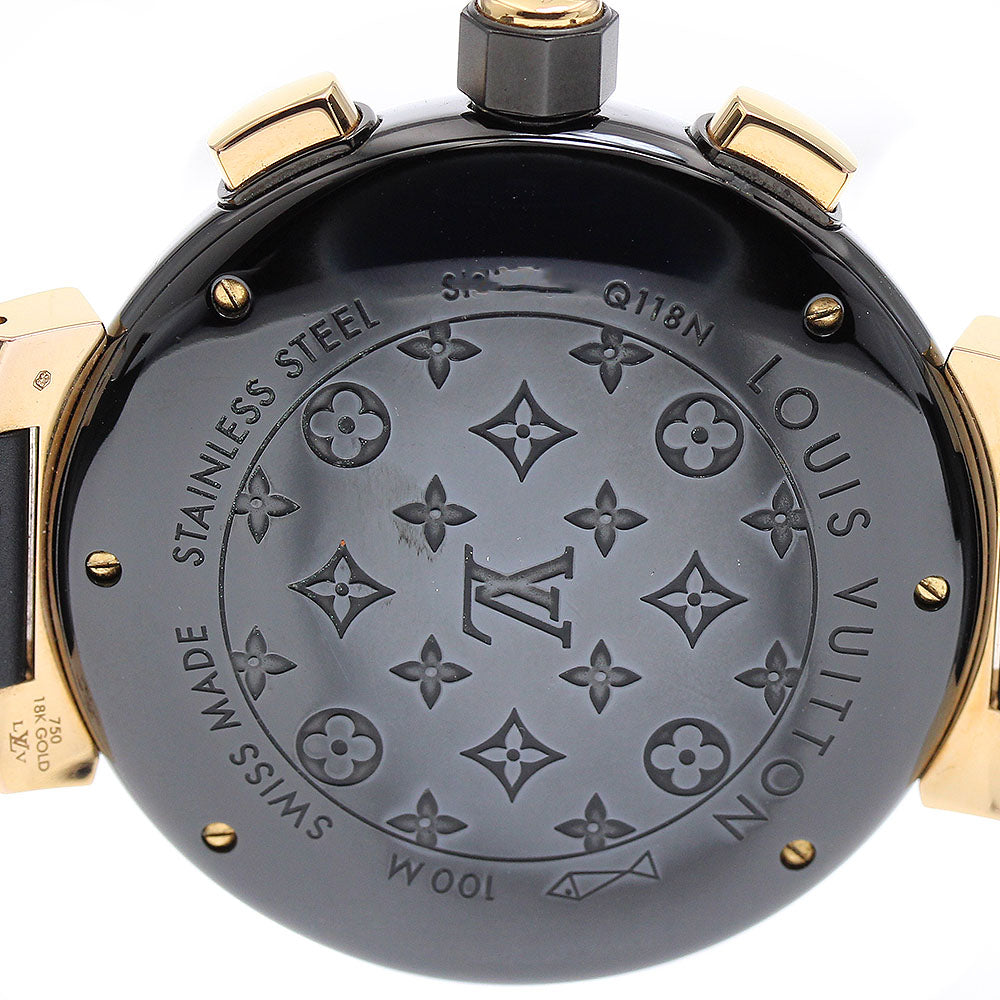 LOUIS VUITTON Q118N Tambour in Black Quartz Men's Watch with Box and Warranty Card