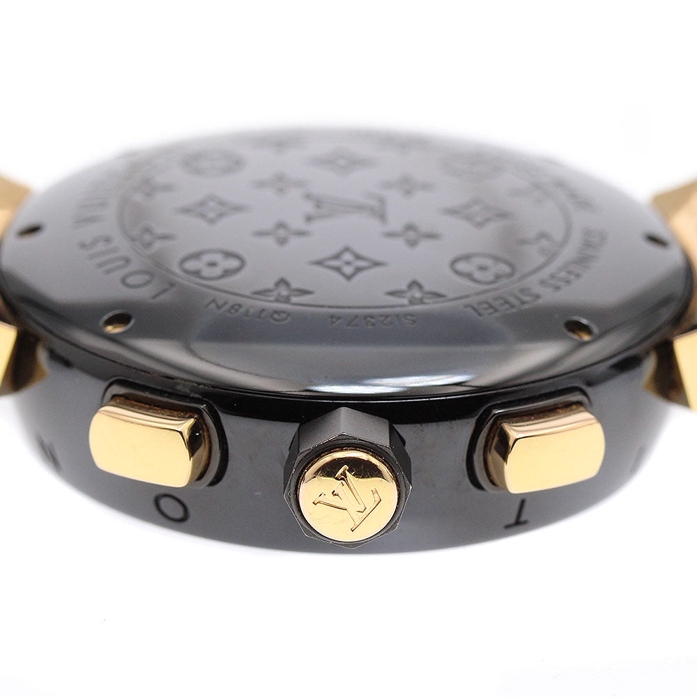 LOUIS VUITTON Q118N Tambour in Black Quartz Men's Watch with Box and Warranty Card