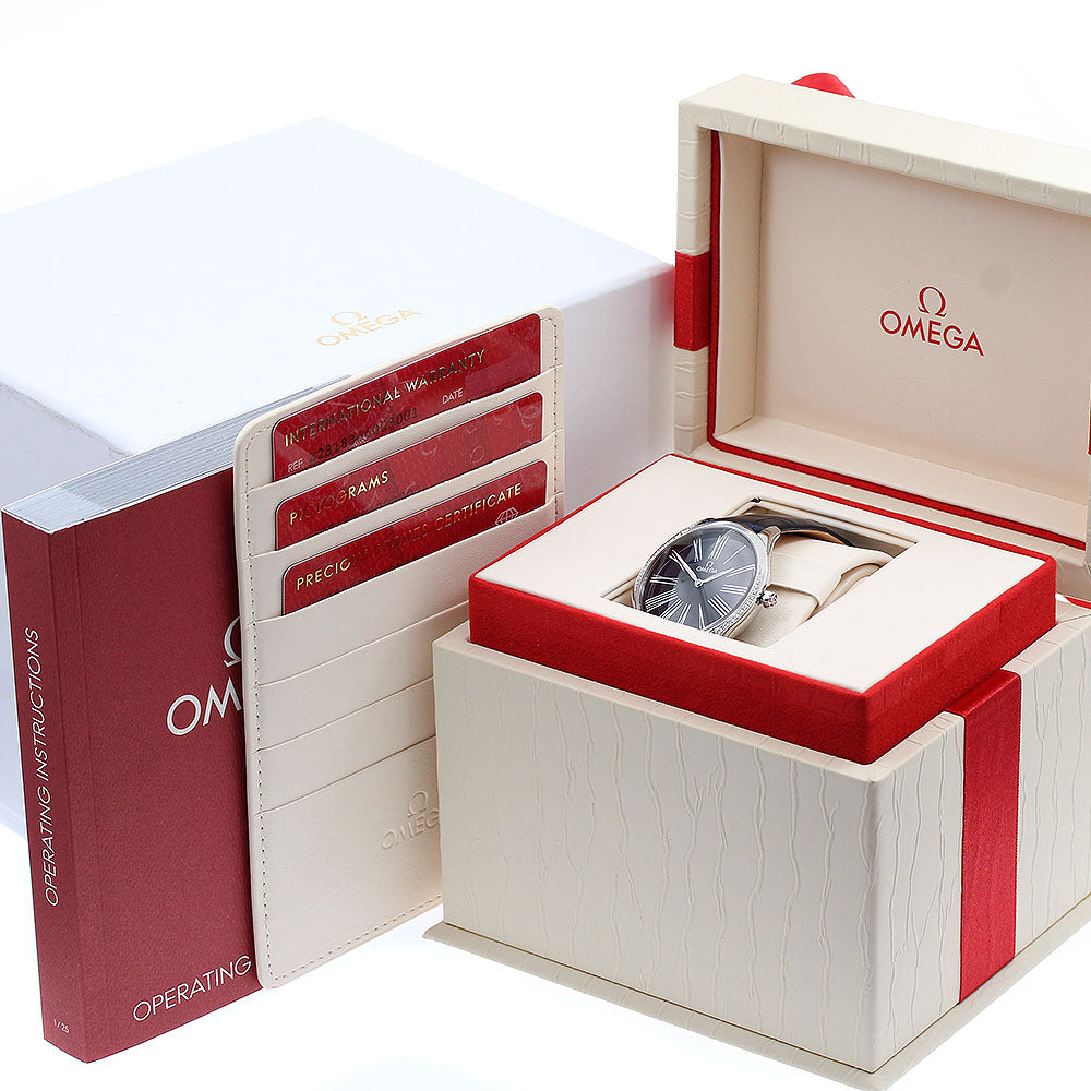 OMEGA 428.18.36.60.03.001 De Ville Tresor Diamond Bezel Quartz Ladies Watch Excellent Condition with Box and Warranty Card