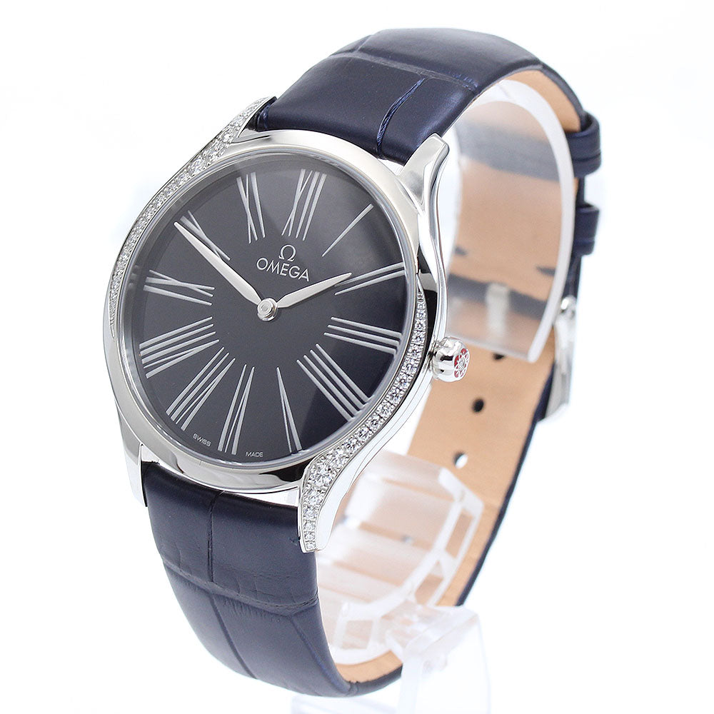 OMEGA 428.18.36.60.03.001 De Ville Tresor Diamond Bezel Quartz Ladies Watch Excellent Condition with Box and Warranty Card