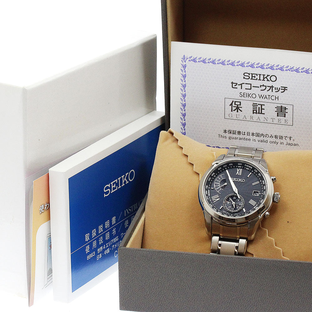 SEIKO SAGA309/8B63-0AY0 Brightz Day-Date Solar Radio-Controlled Men's Watch Excellent Condition with Box and Warranty.