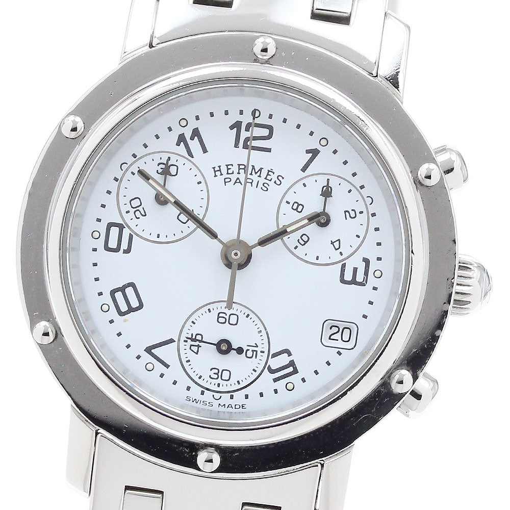 HERMES CL1.310 Clipper Chrono Date Quartz Ladies Watch with Inner Box and Warranty Card