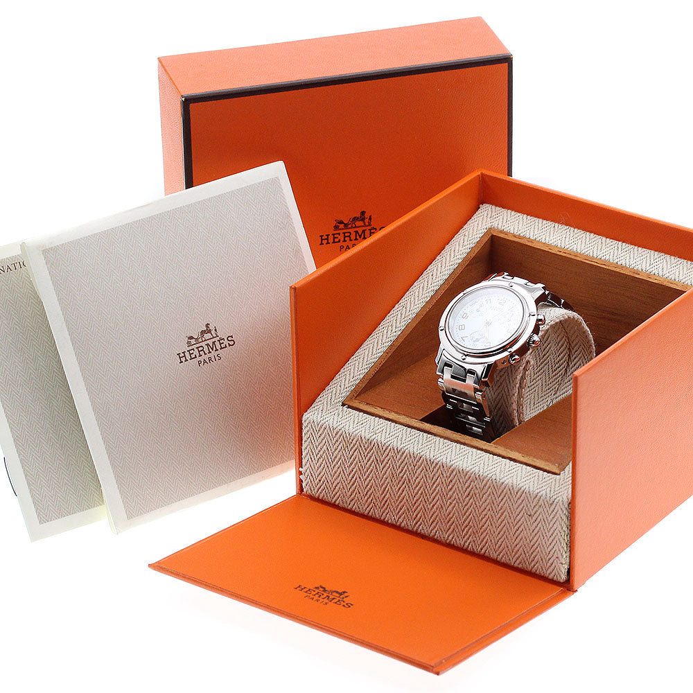 HERMES CL1.310 Clipper Chrono Date Quartz Ladies Watch with Inner Box and Warranty Card