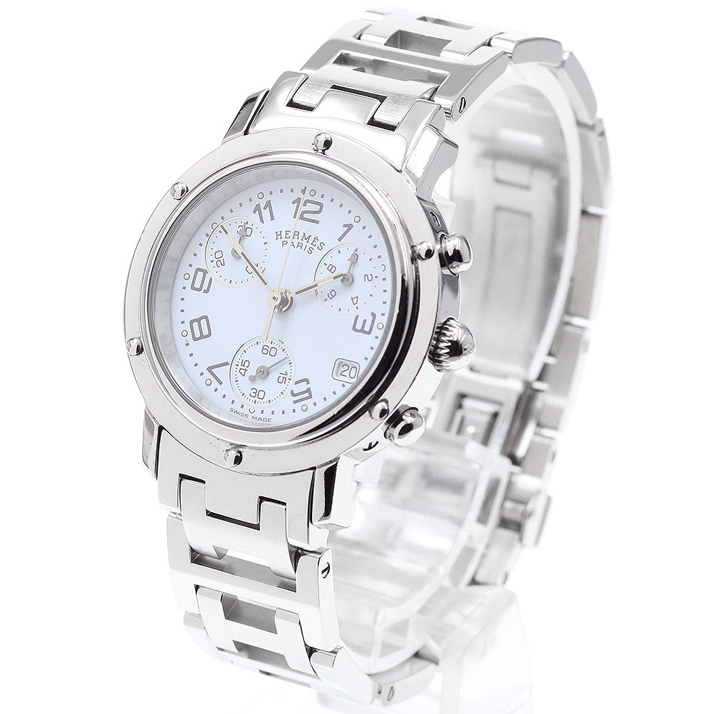 HERMES CL1.310 Clipper Chrono Date Quartz Ladies Watch with Inner Box and Warranty Card