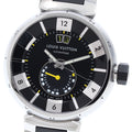 LOUIS VUITTON Q109G Tambour in Black Power Reserve Date Automatic Men's Watch (Good Condition)