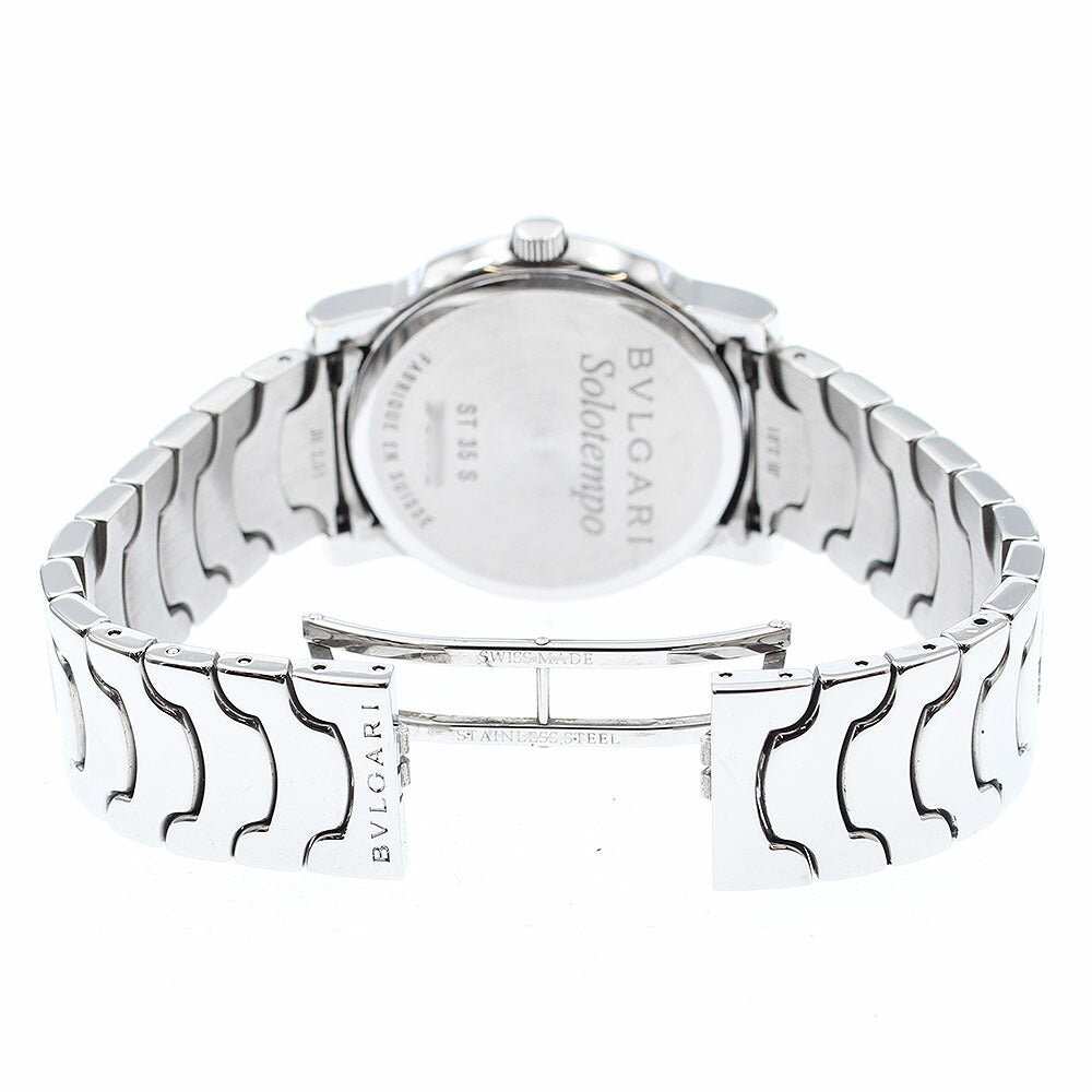 BVLGARI ST35S Solotempo Date Quartz Men's Watch Excellent Condition with Box and Warranty Card