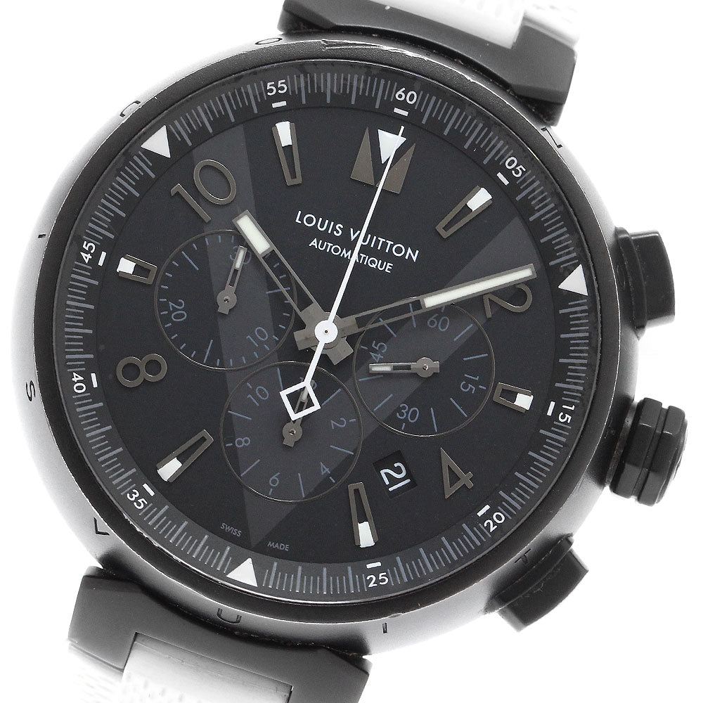 LOUIS VUITTON Q1A62Z Tambour Chronograph Automatic Men's Watch with Box and Warranty Card