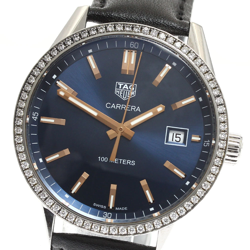 TAG Heuer WAR1114 Carrera Date Diamond Bezel Quartz Men's Watch with Box and Warranty Card