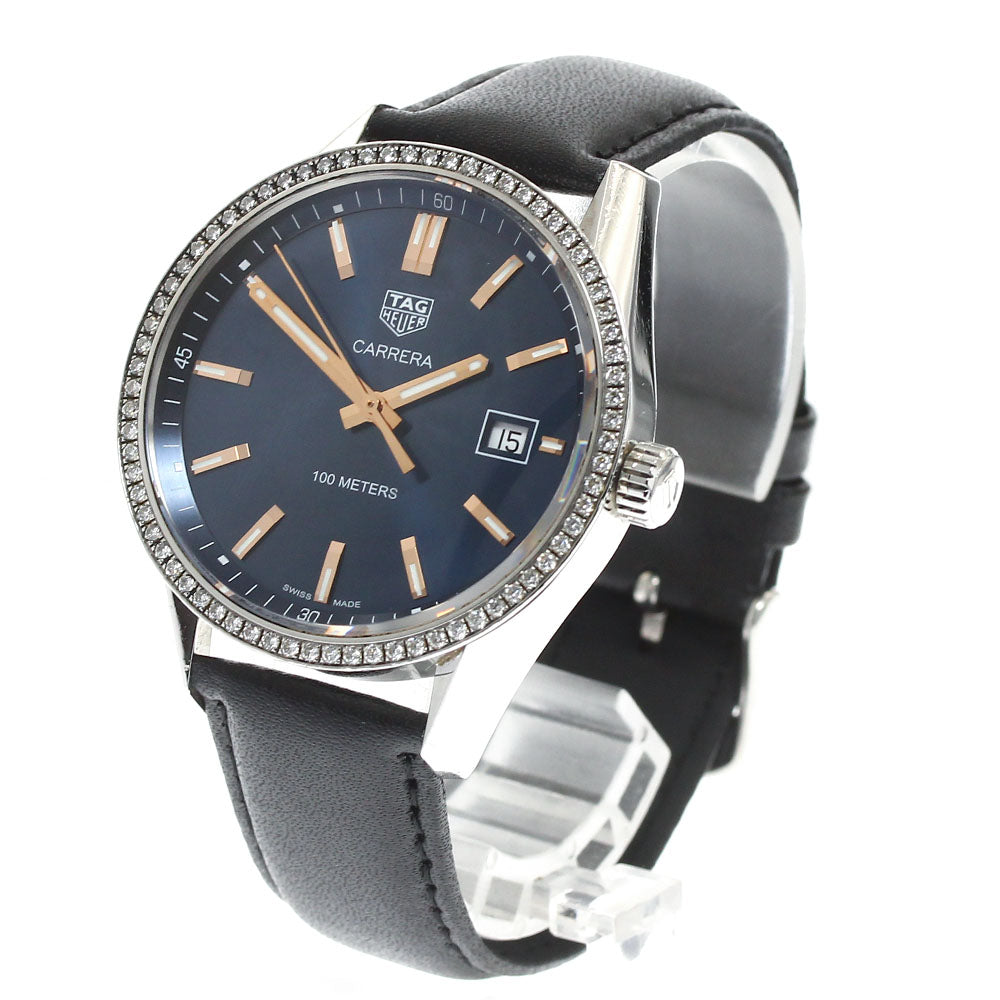 TAG Heuer WAR1114 Carrera Date Diamond Bezel Quartz Men's Watch with Box and Warranty Card