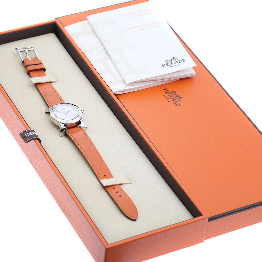 HERMES HR1.210 H-Watch Ronde Quartz Ladies' Watch with Inner Box and Warranty Card