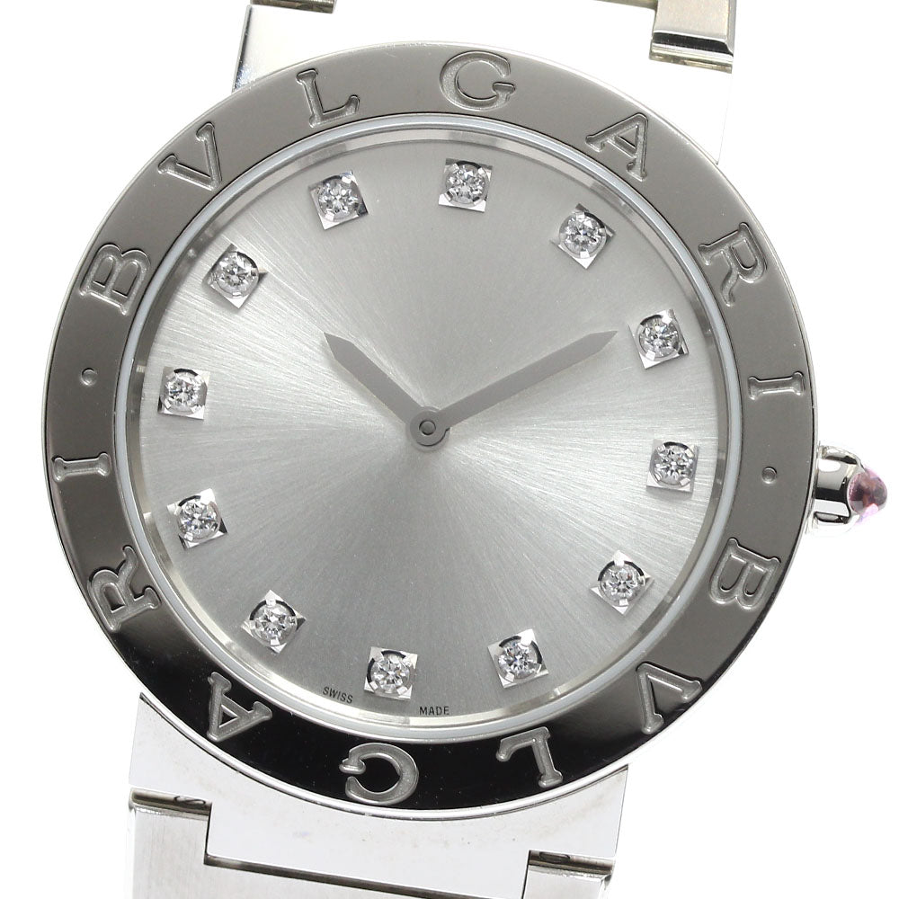 BVLGARI BB33S Bulgari 12-Diamond Quartz Men's Watch Excellent Condition with Box