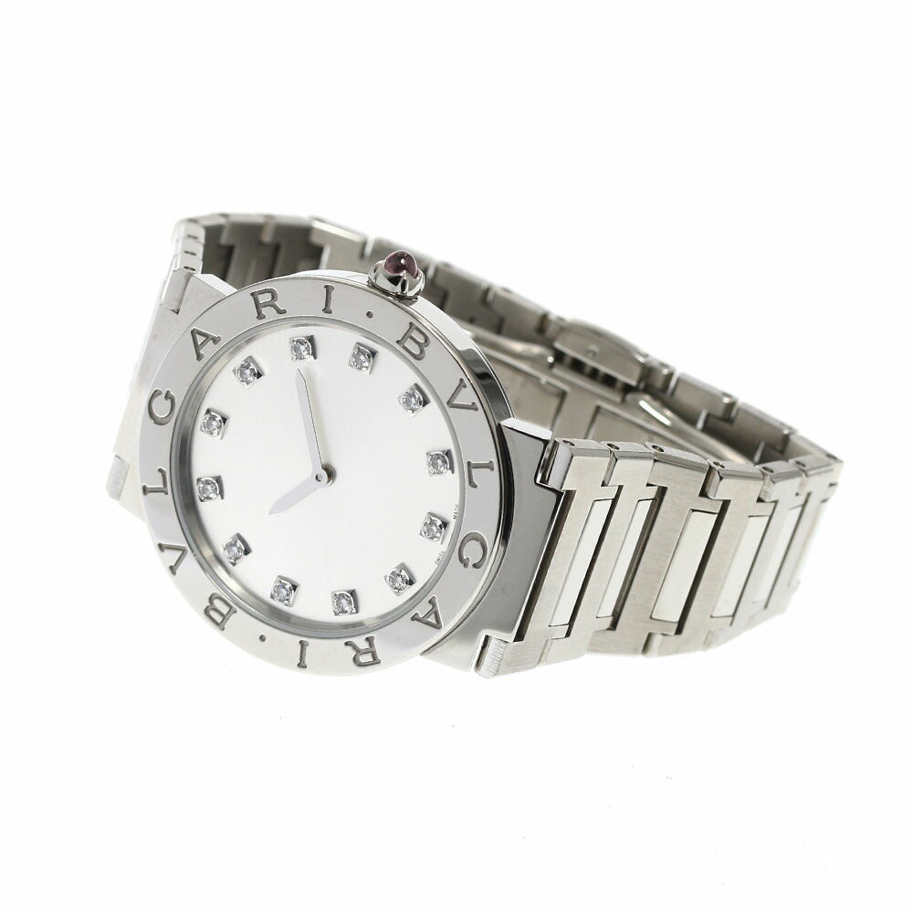 BVLGARI BB33S Bulgari 12-Diamond Quartz Men's Watch Excellent Condition with Box
