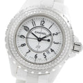 CHANEL H0967 J12 Diamond Bezel White Ceramic Date Quartz Ladies Watch with Warranty